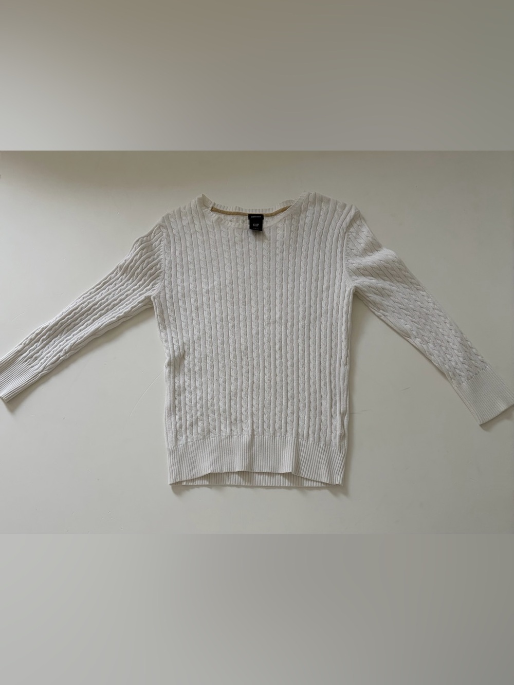 GAP Women's White Cable-Knit Crew Sweater